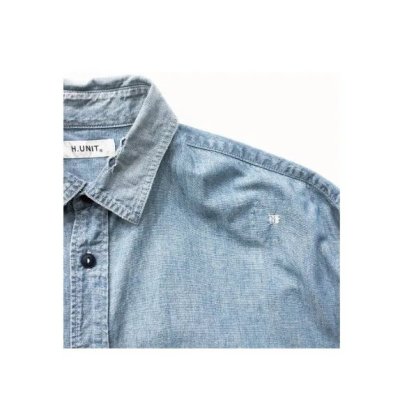 画像2: 【H.UNIT/エイチユニット】　Chambray big pocket work shirt (Customize)